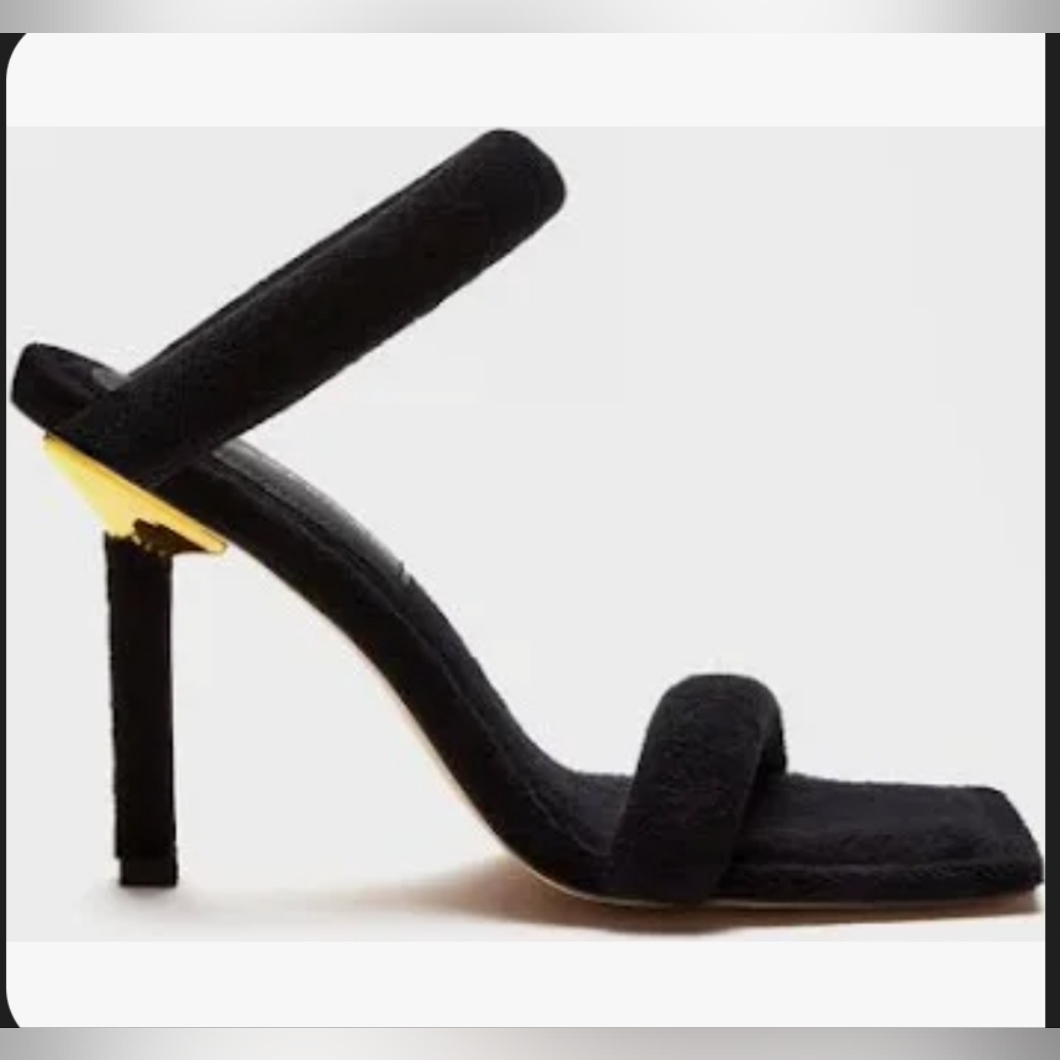 Good American Black Terry Cloth Heels Women's 9 Nwt